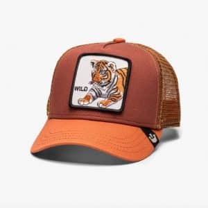 Gorra de Goorin Bros naranja con parche de tigre para niño