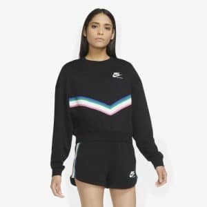 : Sudadera de Nike sin capucha negra, azul, blanca y rosa para mujer