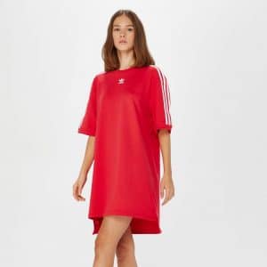 Vestido adidas de felpa en color rojo para mujer