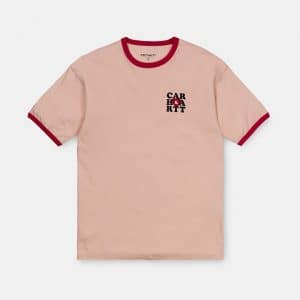 Camiseta Carhartt Ringer rosa y roja para mujer 