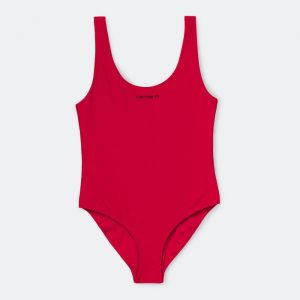 Bañador de Carhartt rojo con logo en negro para mujer