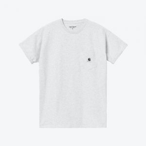Camiseta Carhartt WIP Pocket gris con logo en negro para mujer