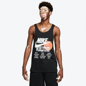 Camiseta Nike World Tour negra con estampado de letras para hombre