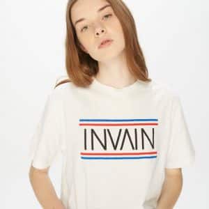 Camiseta INVAIN blanca con logo en negro para mujer